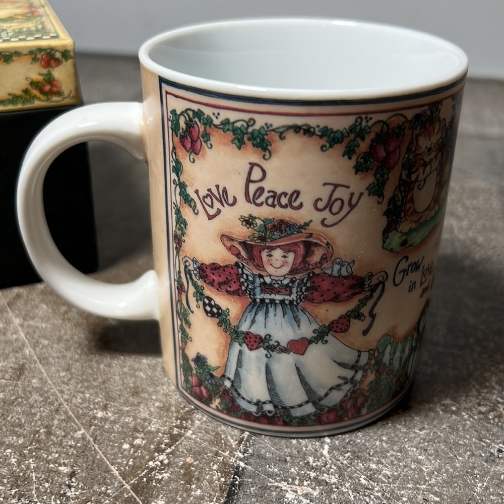 DIVINITY Love Peace & Joy Ceramic Coffee Mug Tea Cup Shelly Rasche Applejack Art